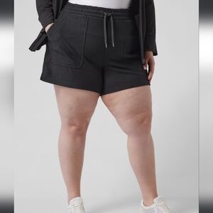 Athleta Farallon Midi Short Black Athleisure Black Pull On Pockets Comfy 3X